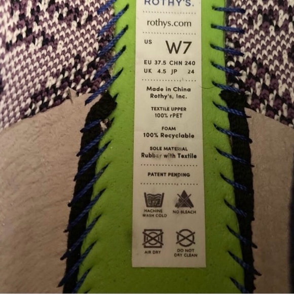 Rothy's RARE Wisteria Purple & White Women's Flats - 7 - Picture 8 of 8